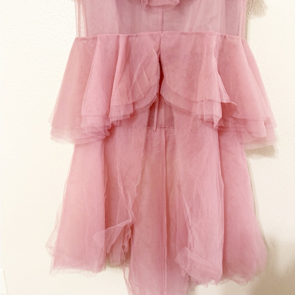 Michael Costello x Revolve Alai Strapless Pink Tulle Layer Ruffle Dress size XL - Picture 10 of 12